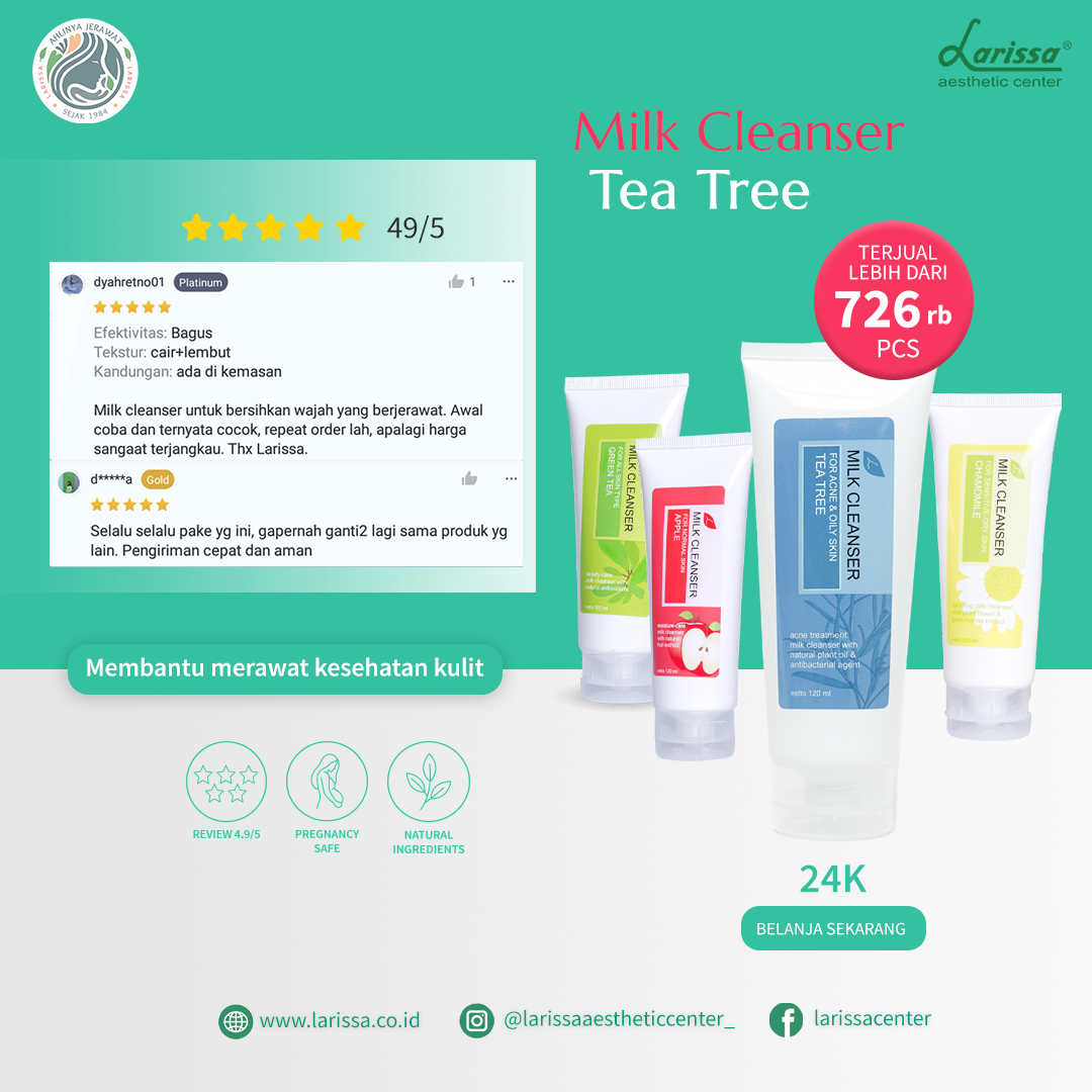 best seller produk larissa aesthetic center kategori facial cleanser : facial cleanser tea tree