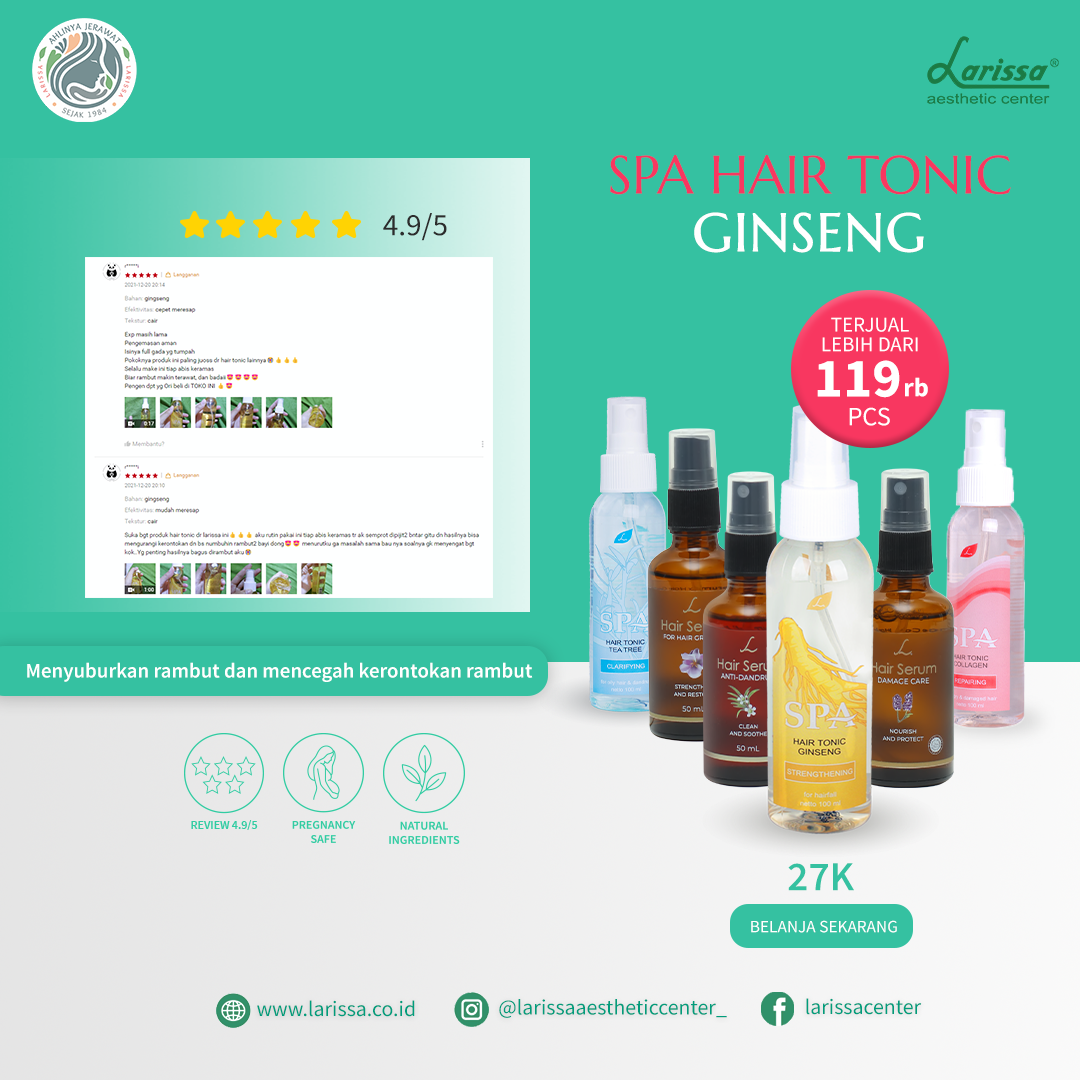 best seller produk larissa aesthetic center kategori hair tonic / hair serum : hair tonic ginseng series