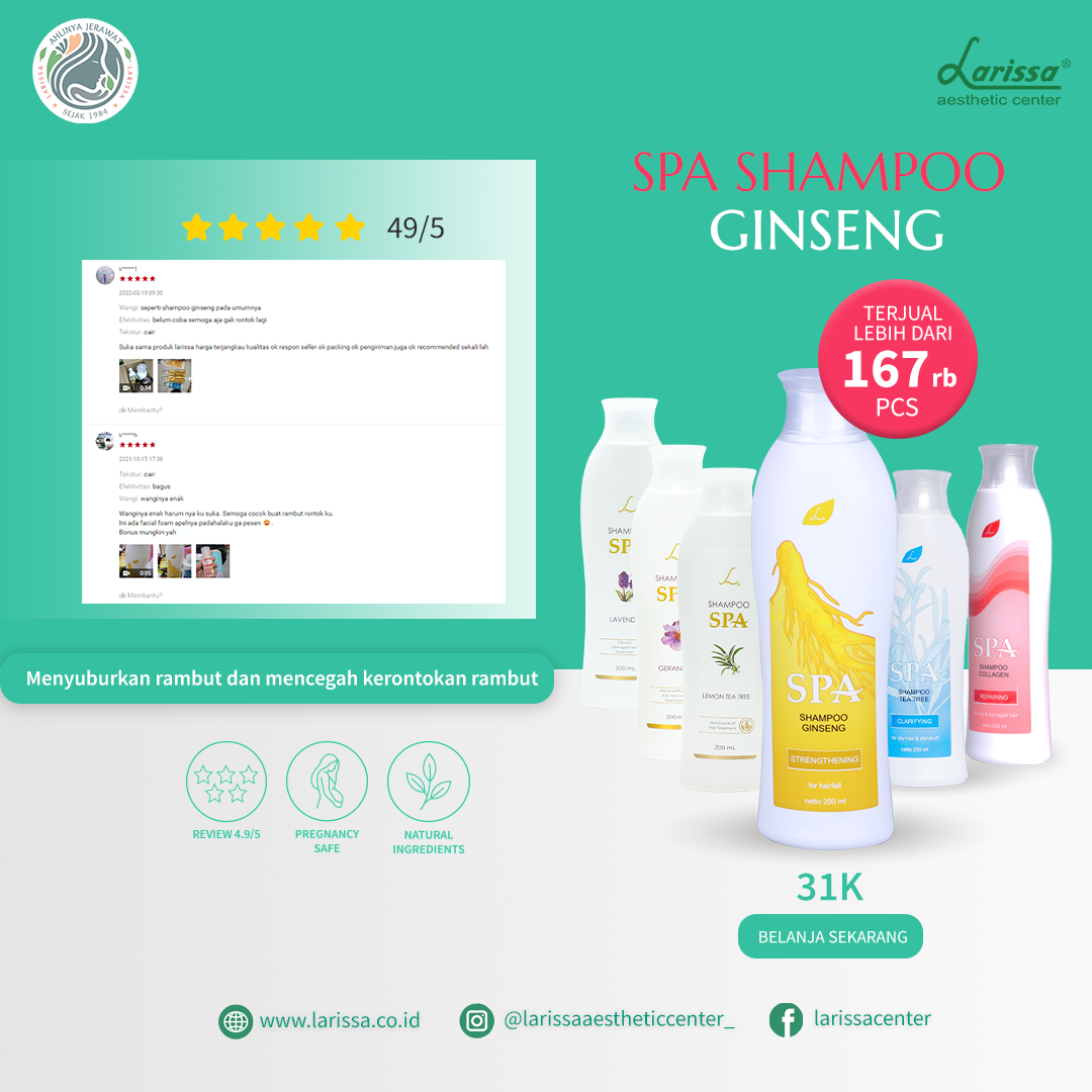 best seller produk larissa aesthetic center kategori shampoo : shampoo ginseng series