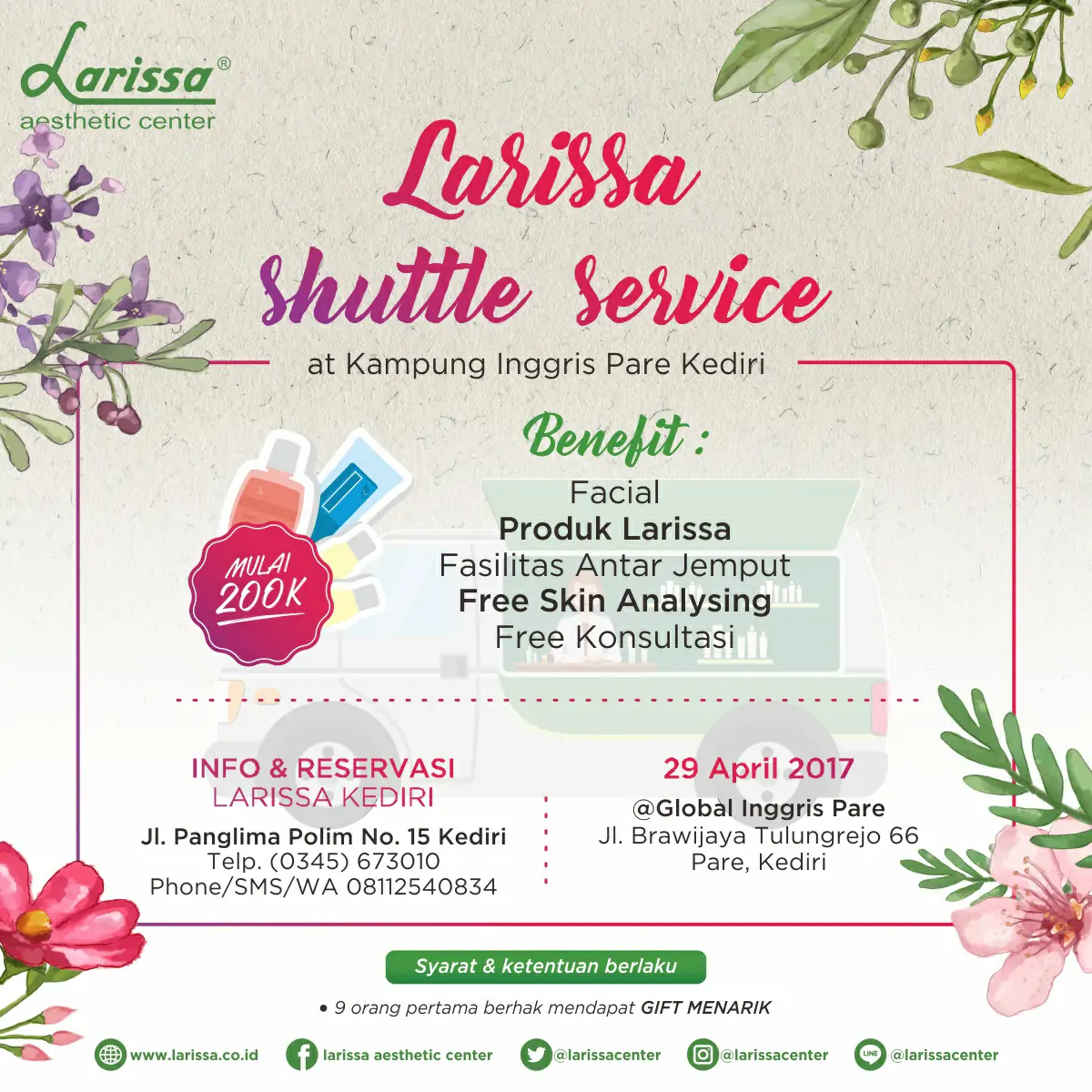 Larissa Shuttle Service di Kampung Inggris Pare Kediri 29 April 2017