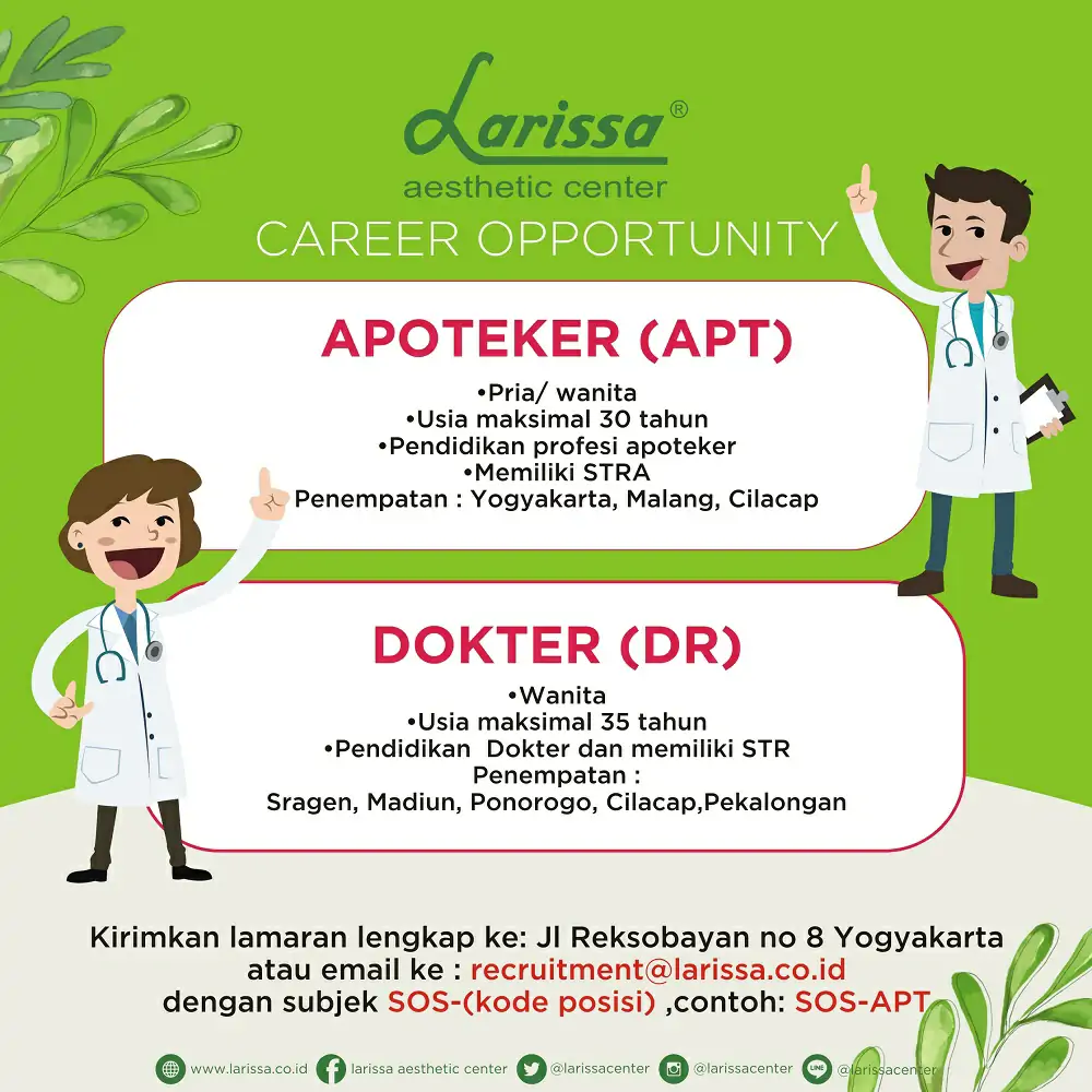 Lowongan Kerja Dokter dan Apoteker Larissa Desember 2016