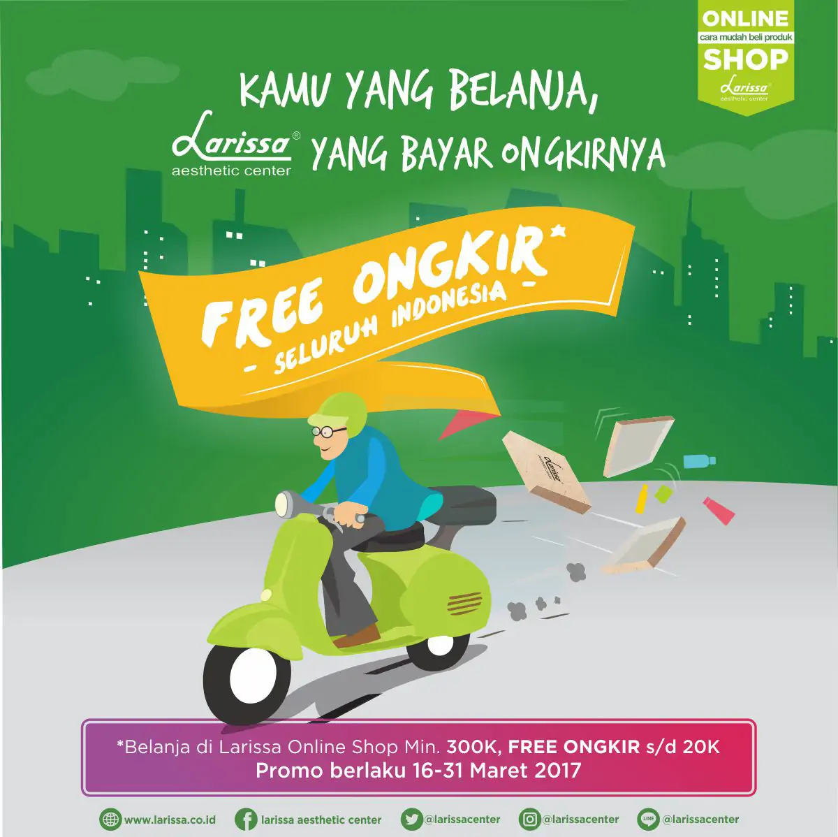 Promo FREE Ongkir Larissa Onlineshop 16-31 Maret 2017