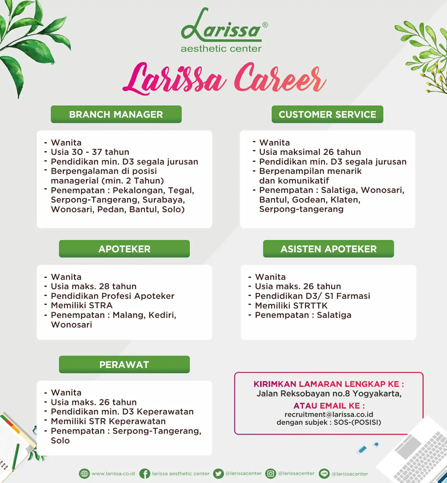 Lowongan Kerja Larissa April 2017