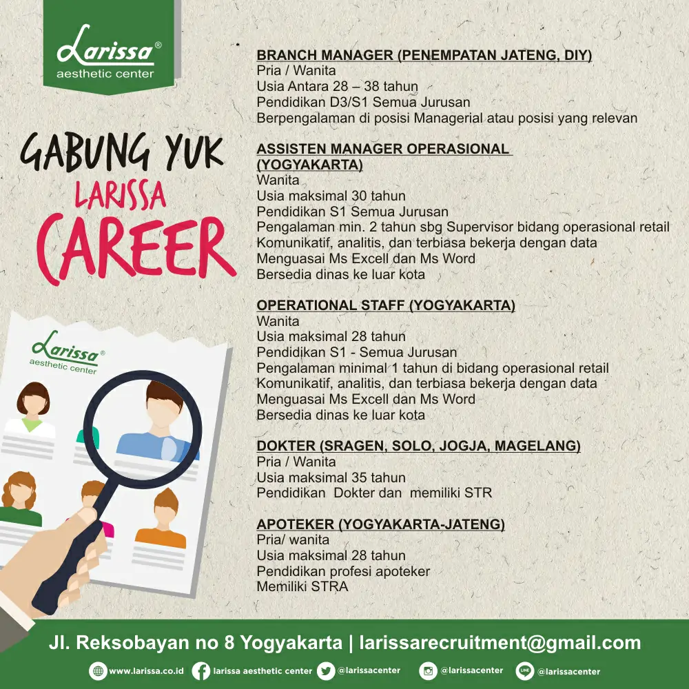 Lowongan Kerja Larissa Aesthetic Center