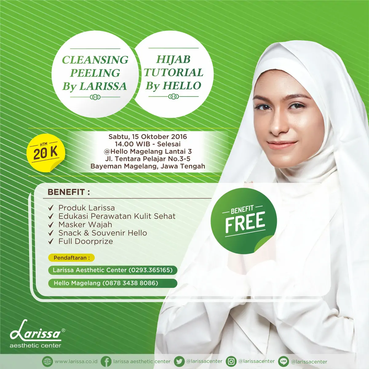 Ikuti Larissa Cleansing Peeling dan Tutorial Hijab Bersama Hello Magelang