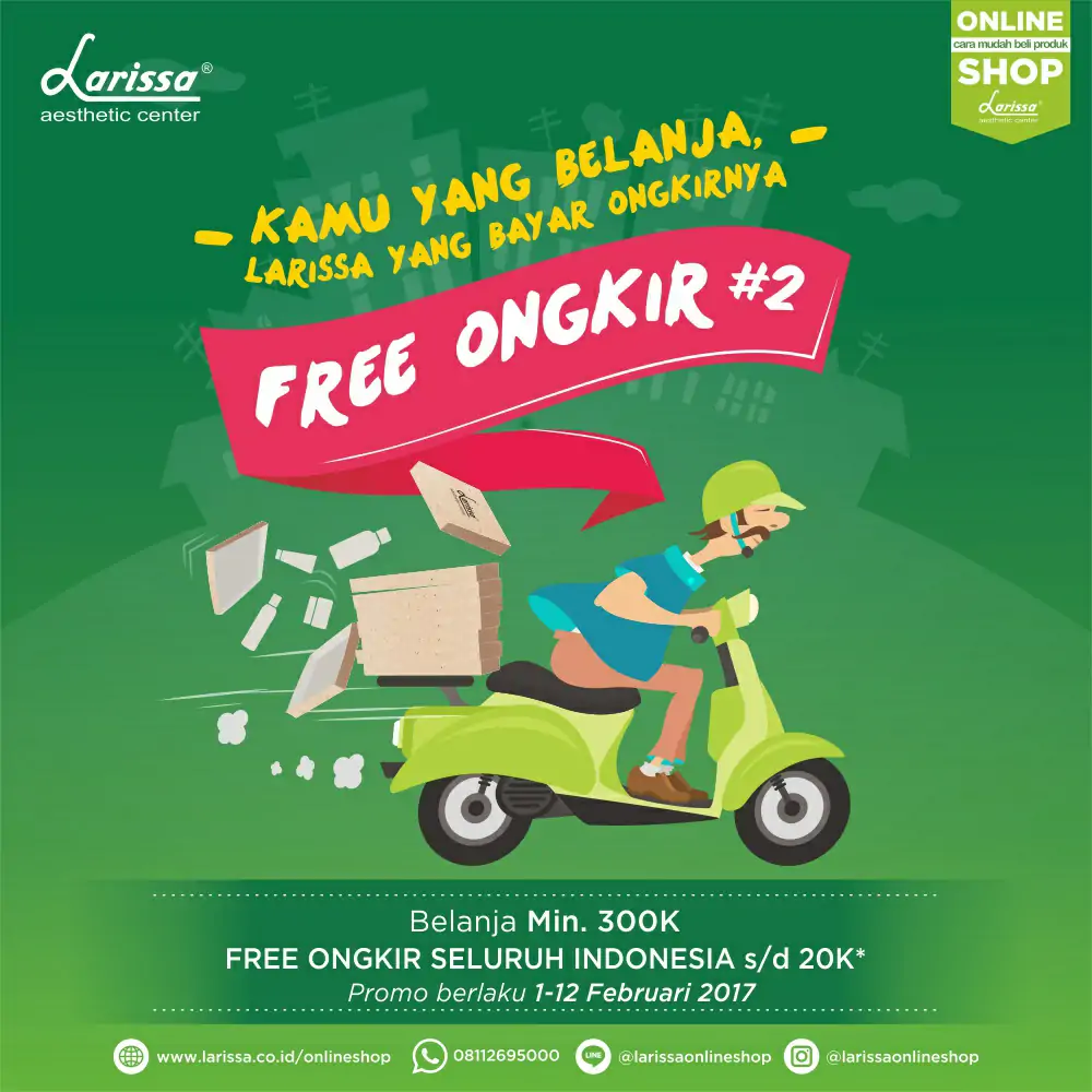 FREE Ongkir Larissa Onlineshop 1-12 Februari 2017