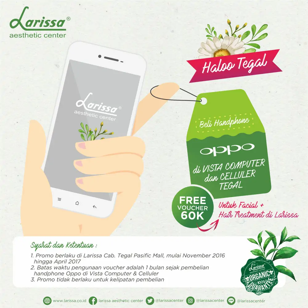 Free Voucher Treatment Untuk Pembelian Smartphone Oppo di Vista Computer Tegal