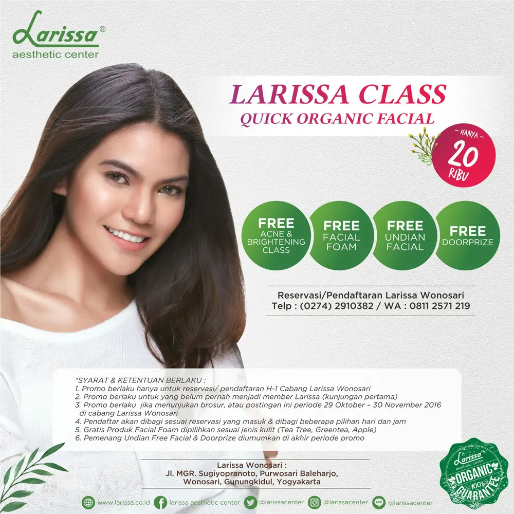 Larissa Class Quick Organic Facial 20 Ribu