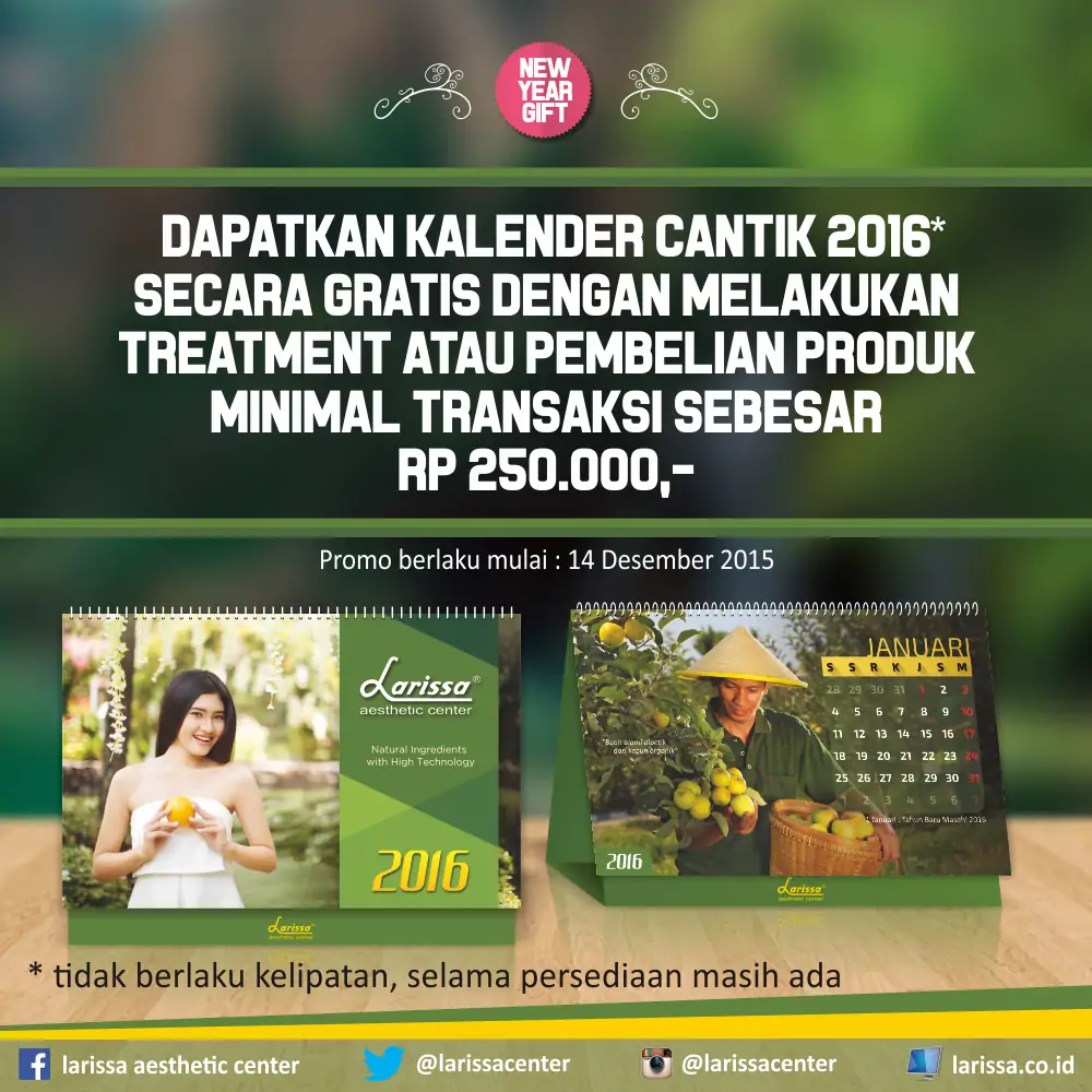 Larissa Aesthetic Center Bagikan Kalender Cantik 2016