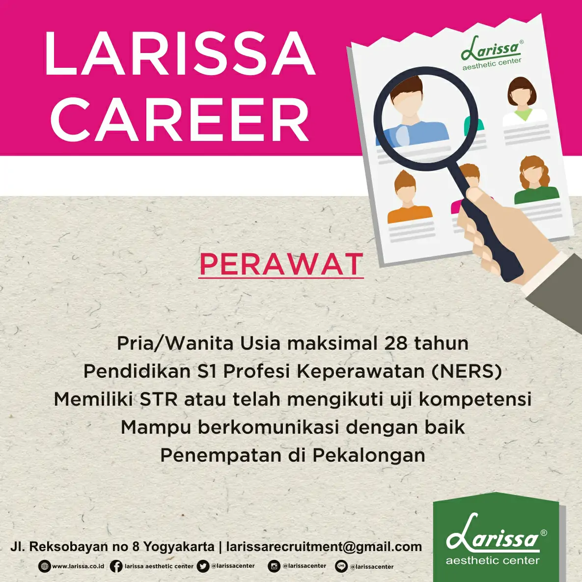 Lowongan Kerja Perawat Larissa Aesthetic Center