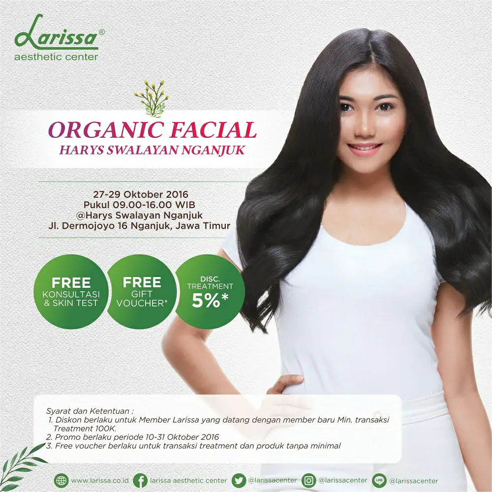 Organic Facial Larissa di Harys Swalayan Ngajuk Jawa Timur