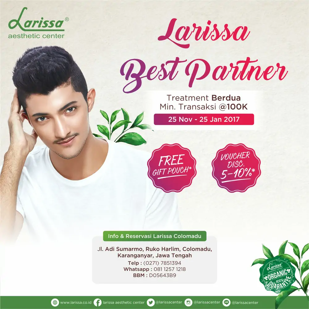 Treatment Berdua di Larissa Colomadu, Free Gift & Voucher Diskon 5-10%