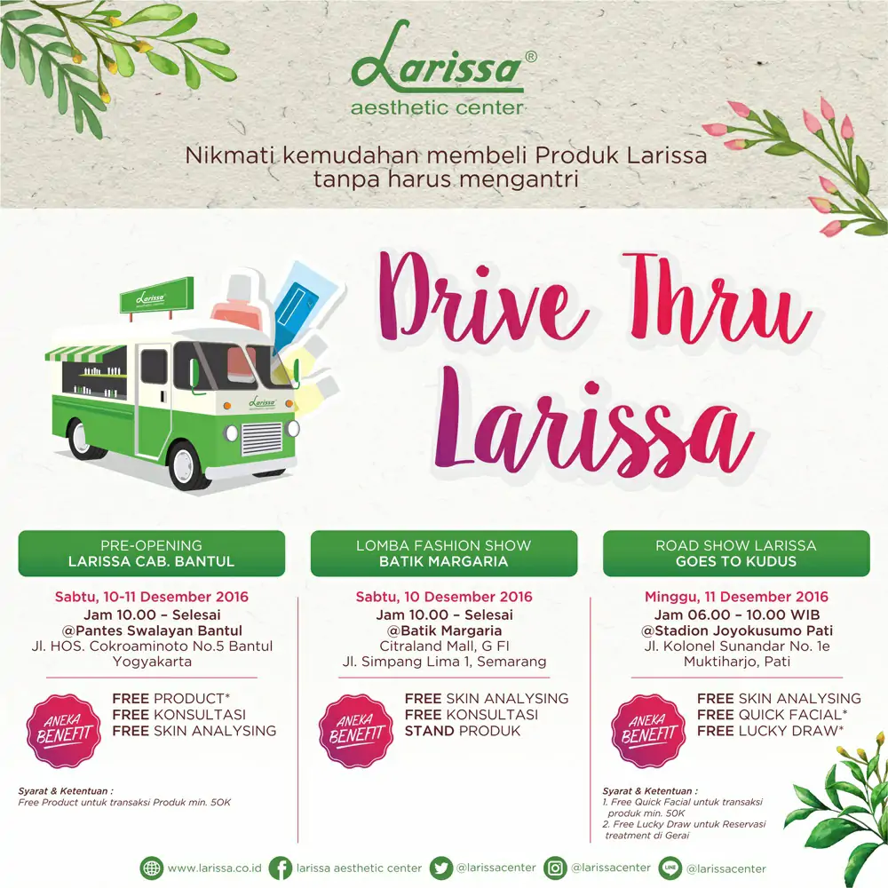 Agenda Mobil Drive Thru Larissa di Bantul, Semarang & Kudus